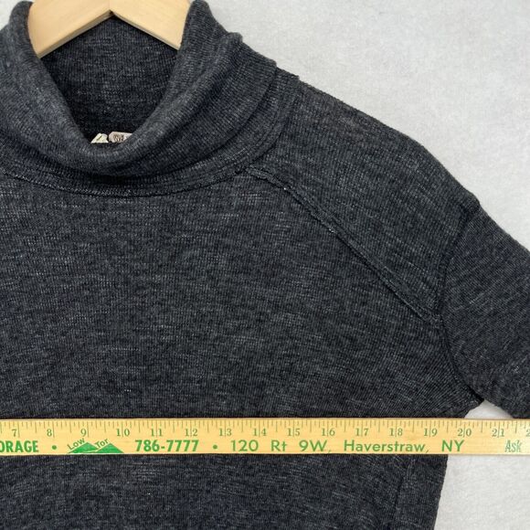 WE THE FREE PEOPLE Sweater XS Turtleneck Slit Back Long Sleeve Cotton Rayon Gray - Picture 13 of 15